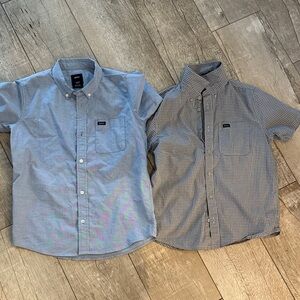RVCA Blue and Gray  Plaid Casual Button Down Shirts - 2 - size M Boys
